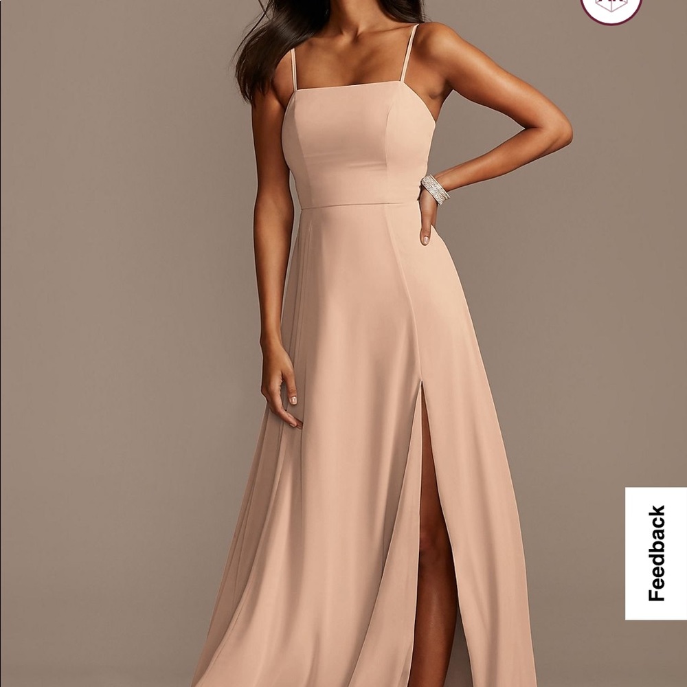 David’s bridal Spaghetti Strap bridesmaid dress size 8 sand